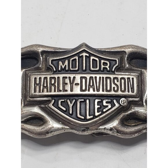 Vintage 2004 Harley Davidson Bar & Shield Flame Silver-Tone Belt Buck 99555-D4V - Picture 3 of 9